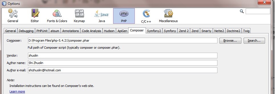 netbeans集成composer